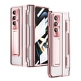 thumbnail image 1 of for Samsung Galaxy Z Fold 3 Case, [Full Cover Hinge Protection] Transparent Shockproof Protective Phone Case with Built-in Screen Protector & Magnetic Kickstand for Samsung Z Fold 3, Rosegold, 1 of 7