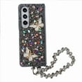thumbnail image 1 of For Samsung Galaxy Z Fold 3 Case, Galaxy Z Fold 3 Cover 7.6",  Flash diamond 3D Full Body Gemstone stone butterfly With a bracelet for Women Girls Crystal Anti-Shock Phone Case,Black, 1 of 5