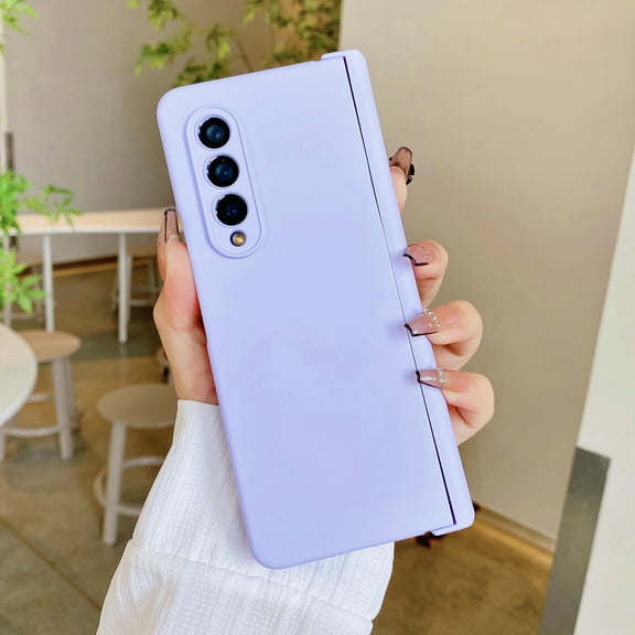 for Samsung Galaxy Z Fold 3 Case with Hinge Protection, Lightweight Durable Rugged Protective Anti-Fall Matte Liquid Silicone Hard PC Shockproof Phone Cover For Samsung Galaxy Z Fold 3,Purple