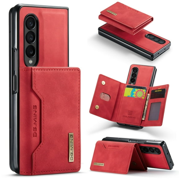 for Samsung Galaxy Z Fold 3 Case ,Magnetic Buckle Leather Detachable Wallet Cover, Card Pocket Back Flip Kickstand Shockproof Business Slim Phone Case For Samsung Galaxy Z Fold 3,
Red