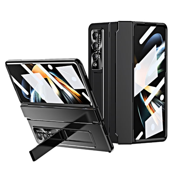 for Samsung Galaxy Z Fold 3 Case Magnetic Hinge Protection Built-in S Pen Holder with Front Glass Kickstand All-Inclusive PC Shockproof Case Wireless Charging for Samsung Z Fold 3 5G, Black