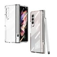 thumbnail image 1 of Samsung Galaxy Z Fold 3 Case with S Pen + S Pen Holder + Screen Protector + Hinge Protection, Hard Plating Frame All-Inclusive Luxury Crystal Clear Case Cover  Samsung Z Fold3, Clear, 1 of 7