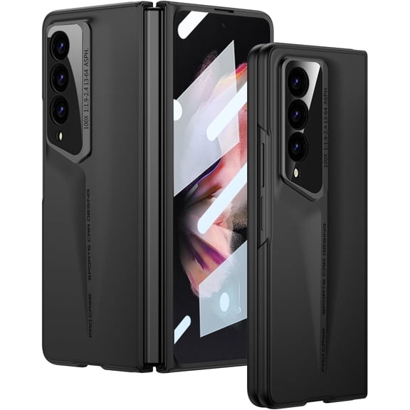 For Samsung Galaxy Z-Fold-3 Case: Slim & Thin Mobile Phone Cover with Matte PC Back | Front Built-in Screen Protector Lightweight Sturdy 5G Phone Case,Black