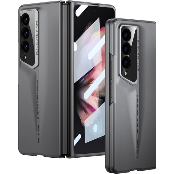 For Samsung Galaxy Z-Fold-3 Case: Slim & Thin Mobile Phone Cover with Matte PC Back | Front Built-in Screen Protector Lightweight Sturdy 5G Phone Case,Black