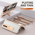 thumbnail image 1 of For Samsung Galaxy Z Fold 3 Case W22 5G Electroplated Leather Case For Samsung Fold 3 (2021), Full Protection With Built-in Screen Protector & Kickstand & S Pen Slot, 1 of 9