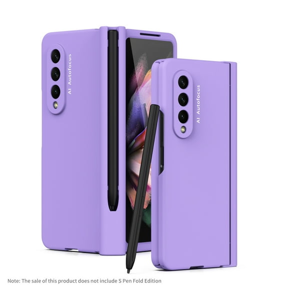Samsung Galaxy Z Fold 3 Case with S-Pen Holder, Dteck Full Body Shockproof with Screen Protector Cover for Samsung Galaxy Z Fold 3 5G 2021, Purple
