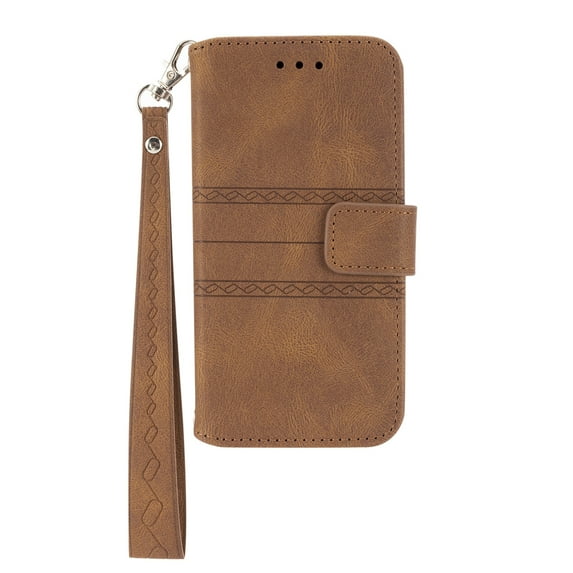 for Samsung Galaxy Z Fold 3 Flip Case, Premium PU Leather Folio Flip with Design Card Slots Wrist Strap Shockproof Kickstand Magnetic Protective Girls Cover for Samsung Z Fold 3, Brown