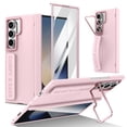 thumbnail image 1 of For Samsung Galaxy Z Fold 3 with Lens Folded Kickstand, Shockproof Full-body Case Built-in Tempered Glass Screen Protector Rugged Wristband Grip Magnetic Hinge Protection Cover,Pink, 1 of 10