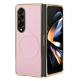 thumbnail image 1 of For Samsung Galaxy Z Fold 3 Magnetic Phone Case,Made From PU Leather + Hard PC,Luxurious Electroplated Frame Designing,Ultra Slim Thin Fit Shockproof Rugged Phone Case,Pink, 1 of 5