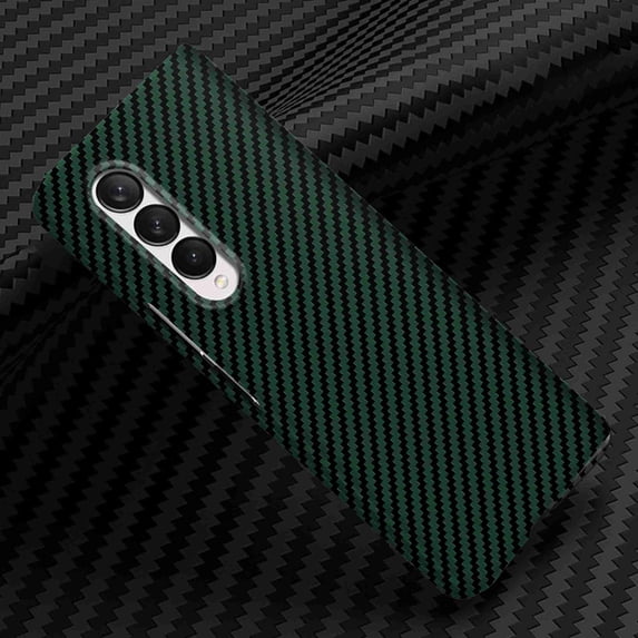for Samsung Galaxy Z Fold 3 Phone Case,Slim Hard PC + Soft TPU Anti-Scratch Shock Absorption Carbon Fibre Durable Protective Case Wireless Charing Cover for Samsung Galaxy Z Fold 3, Green