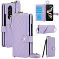 thumbnail image 1 of for Samsung Galaxy Z Fold 3 Wallet Case with S Pen Holder & Crossbody Lanyard Strap & RFID Blocking Card Slots, Shockproof Stylish Ring Buckle Wristband Stand Purse Protective Cover, Lightpurple, 1 of 8