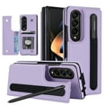 thumbnail image 1 of for Samsung Galaxy Z Fold 3 Wallet Case with S Pen Holder, PU Leather Case with Card Slots Double Magnetic Clasp Flip Case Cover for Samsung Galaxy Z Fold 3 5G, Purple, 1 of 10