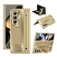 thumbnail image 1 of for Samsung Galaxy Z Fold 4 5G Case with New Slim S Pen Holder & Capacitance Pen, with Hinge Protection & Glass Screen Protector Stand Folding Case Cover for Samsung Galaxy Z Fold 4, Gold, 1 of 8