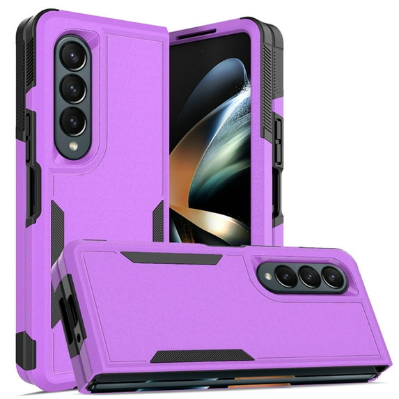 for Samsung Galaxy Z Fold 4 Case,Heavy Duty Drop Protection Edge Raised Rugged Shockproof/Drop Proof/Dust Proof Military Protective Tough Durable Cell Phone Cover for Men Women,Purple