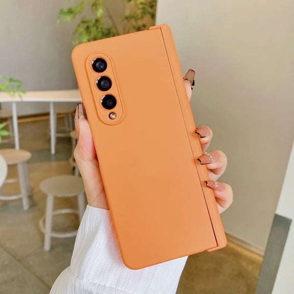 for Samsung Galaxy Z Fold 4 Case with Hinge Protection, Lightweight Durable Rugged Protective Anti-Fall Matte Liquid Silicone Hard PC Shockproof Phone Cover For Samsung Galaxy Z Fold 4,Orange