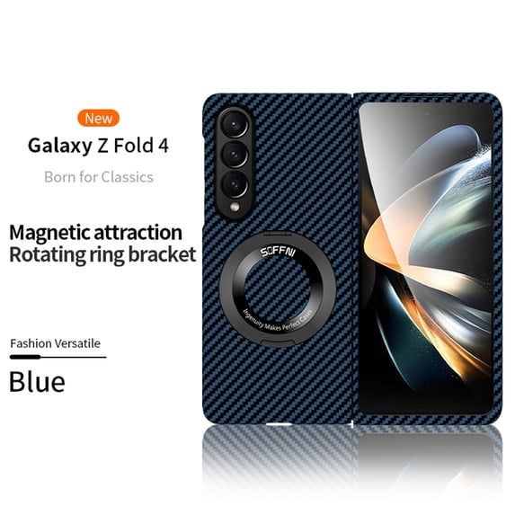 For Samsung Galaxy Z Fold 4 Case with Kickstand, Built-in 360° Magnetic Ring Holder for Women Men Slim Shockproof Protective Phone Case for Galaxy Z Fold 4,Heavy Duty,Darkblue