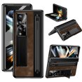 thumbnail image 1 of for Samsung Galaxy Z Fold 4 Case with Pen Holder & Stylus, with Hinge Protection, Tempered Glass Screen Protector & Lens Protector Kickstand Cover for Samsung Galaxy Z Fold 4, Coffee, 1 of 7