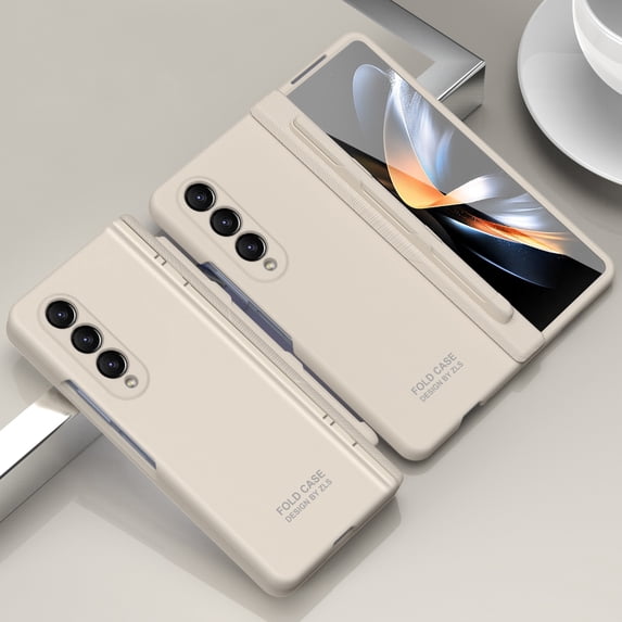 for Samsung Galaxy Z Fold 4 Case, with S Pen Holder & S Pen & Hinge Protection & Built-in Screen Protector Full Body Slim PC Protective Phone Case Cover for Samsung Galaxy Z Fold 4 2023 - White