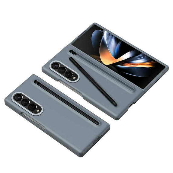 For Samsung Galaxy Z Fold 4 Case with S Pen Holder & Slim Stylus,Full Coverage Screen Protector Shockproof Ultra Slim Thin Fit Rugged Phone Case for Samsung Galaxy Z Fold 4,Gray