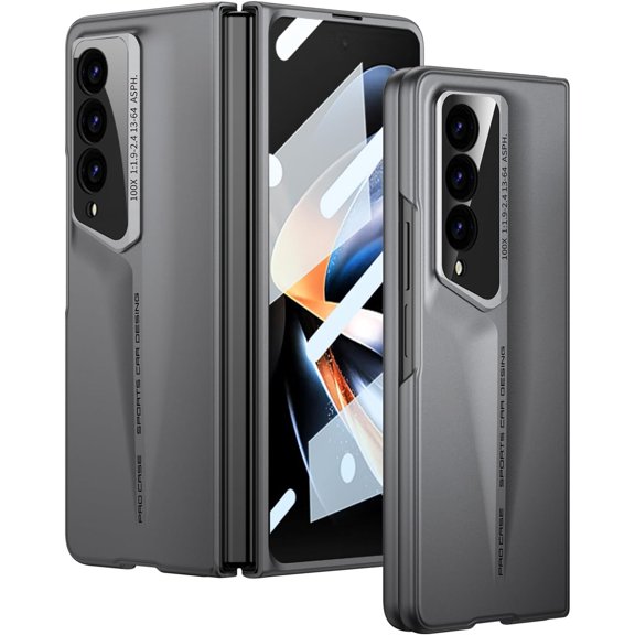 For Samsung Galaxy Z-Fold-4 Case: Slim & Thin Mobile Phone Cover with Matte PC Back | Front Built-in Screen Protector Lightweight Sturdy 5G Phone Case,Black