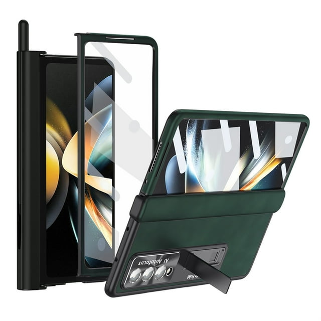 for Samsung Galaxy Z Fold 4 Case with Two Kinds of Hinge, with Screen Protector & Lens Protector, Built-in Magnetic Stand Full Protection Folding Case Cover for Samsung Z Fold 4 5G, Green