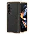 thumbnail image 1 of For Samsung Galaxy Z Fold 4 Magnetic Phone Case,Made From PU Leather + Hard PC,Luxurious Electroplated Frame Designing,Ultra Slim Thin Fit Shockproof Rugged Phone Case,Black, 1 of 5