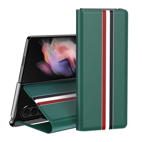 for Samsung Galaxy Z Fold 4 PU Leather Folding Case, Stylish Thin Fit Shockproof Drop Protective Kickstand Card Slots Phone Case Cover for Samsung Galaxy Z Fold 4, Green
