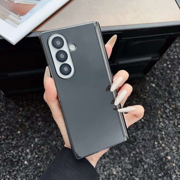 For Samsung Galaxy Z Fold 4 Phone Case,Mirror Back Design,With Hinge Protection,Without Front Cover,Ultra Slim Anti-Scratch Shockproof Rugged Durable Thin Fit Phone Case,Black