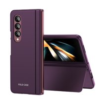 for Samsung Galaxy Z Fold 4 Skin Touch Friendly Case Integrated Magnetic Hinge Protection Invisible Bracket Kickstand PC Anti-Drop Shockproof Case for Galaxy Z Fold4 7.6 inch, Darkpurple