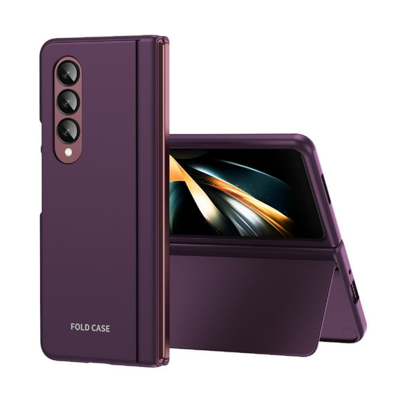 for Samsung Galaxy Z Fold 4 Skin Touch Friendly Case Integrated Magnetic Hinge Protection Invisible Bracket Kickstand PC Anti-Drop Shockproof Case for Galaxy Z Fold4 7.6 inch, Darkpurple