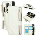 thumbnail image 1 of for Samsung Galaxy Z Fold 4 Wallet Case with S Pen Holder, Magnetic Closure with RFID Blocking ID Card Slots Zipper Purse PU Leather Flip Kickstand Lanyard Phone Case,White, 1 of 3