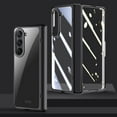 thumbnail image 1 of for Samsung Galaxy Z Fold 5 2023 Case with Hinge Protection, Ultra Thin Transparent Plating PC Crystal Cover Front Glass Magnetic All-Inclusive Case for Samsung Galaxy Z Fold 5, HD Black, 1 of 8