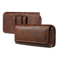 thumbnail image 1 of for Samsung Galaxy Z Fold 5 / 4 / 3 / 2 Premium PU Leather & Nylon Card Slot Phone Holster with Belt Clip, Classic Magnetic Closure Anti-falling Phone Bag for Outdoor Sport for Men Boys, Brown, 1 of 9