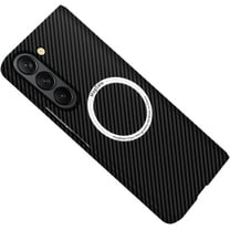 for Samsung Galaxy Z Fold 5 5G Case Compatible with MagSafe Charger Carbon Fiber Slim Ultra Magnetic Back Extremely Thin Aramid Fiber Rugged Cover, Black