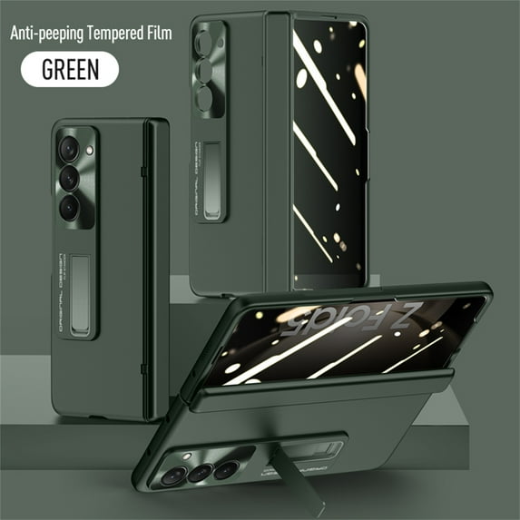 for Samsung Galaxy Z Fold 5 5G Case, Hinge Protection with Kickstand & Full Protective Built-in Anti Peeping Screen Protector Anti-Slip Shockproof Phone Case for Z Fold 5 2023, Anti Peeping Green
