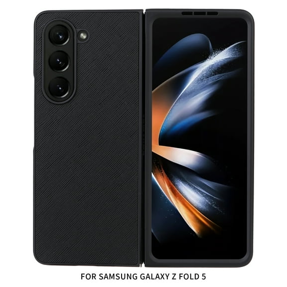 for Samsung Galaxy Z Fold 5 5G Case, Galaxy Z Fold 5 Leather Case, PU Leather + Hard PC Shell Ultra Thin Slim Durable Protective Phone Case Cover for Samsung Galaxy Z Flip5 5G 2023,Cross-hatch Pattern