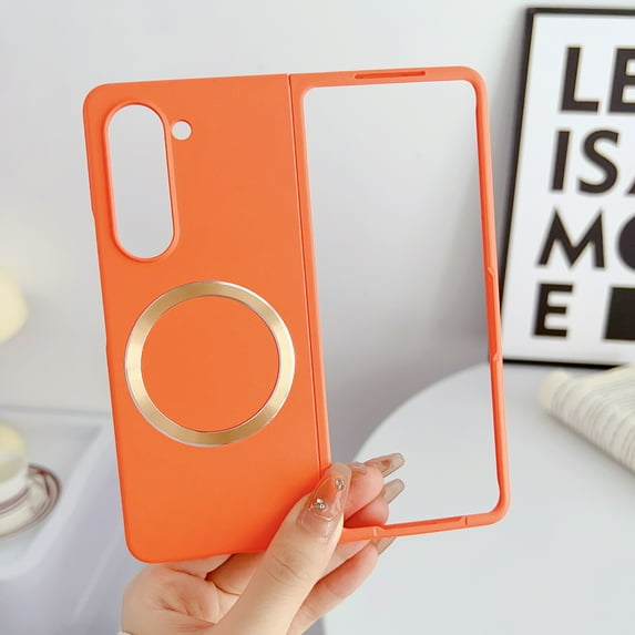 for Samsung Galaxy Z Fold 5 5G Matte Case, Compatible with MagSafe Shockproof Ultra Thin Hard PC Shookproof Folding Anti-Drop Wear-Resistant for Samsung Galaxy Z Fold 5, Orange