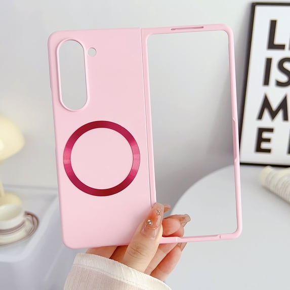 for Samsung Galaxy Z Fold 5 5G Matte Case, Compatible with MagSafe Shockproof Ultra Thin Hard PC Shookproof Folding Anti-Drop Wear-Resistant for Samsung Galaxy Z Fold 5, Pink