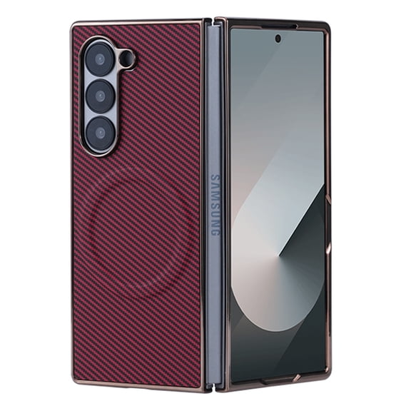 for Samsung Galaxy Z Fold 5 Case, Compatible with Magsafe, Carbon Fiber Texture Design, Built-in Microfiber Lining, Shockproof Lightweight Slim Phone Case for Samsung Galaxy Z Fold 5 - Red