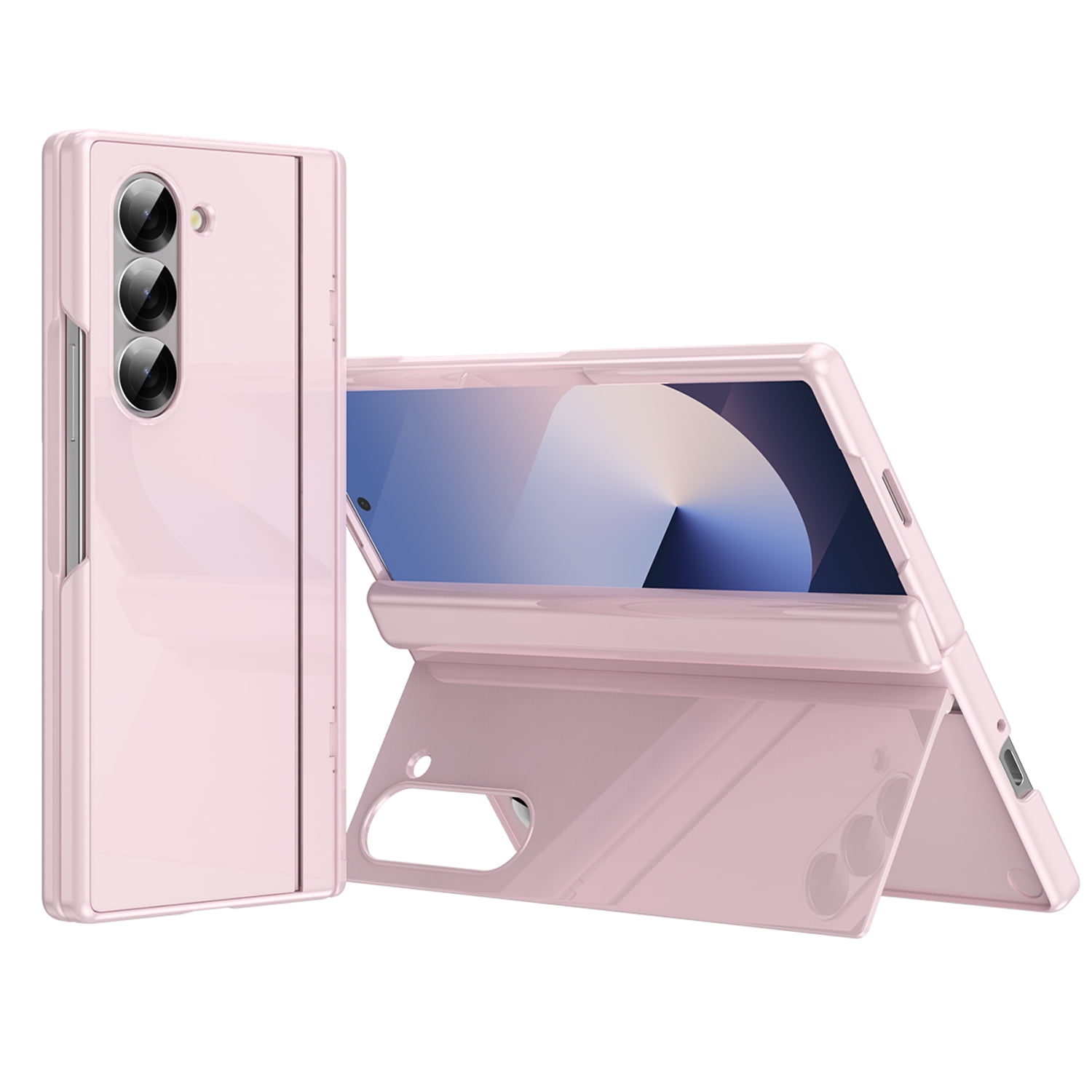 for Samsung Galaxy Z Fold 5 Case with Flip Stand, Heavy Duty Rugged Protective Phone Case with Built-in Screen Protector & Hinge Protection Shockproof Cover for Samsung Galaxy Z Fold 5, Pink