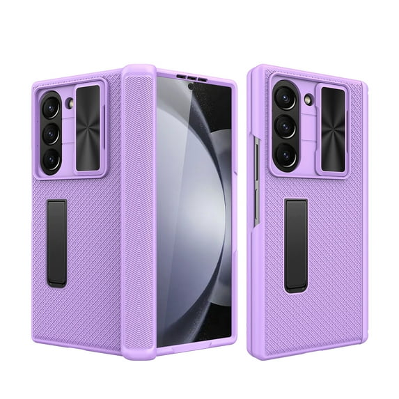 for Samsung Galaxy Z Fold 5 Case with Kickstand & Sliding Camera Cover & Hinge Protection & Built-in Screen Protector, Shockproof Rugged Protective Stand Case for Samsung Galaxy Z Fold 5, Purple