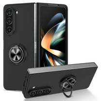 for Samsung Galaxy Z Fold 5 Case, Phone Case Samsung Z Fold 5 5G, Slim Kickstand with 360 Rotating Ring Holder Shockproof Protetive Girls Women PC Cover for Galaxy Z Fold 5 2023, Black