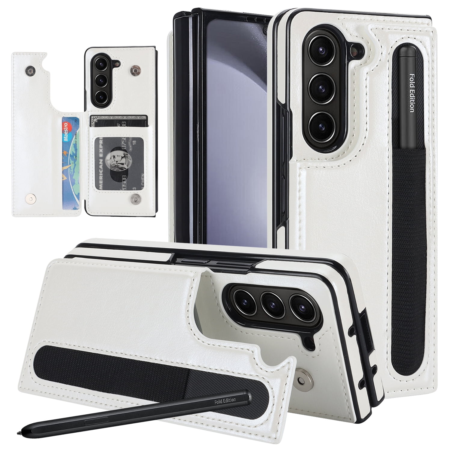for Samsung Galaxy Z Fold 5 Case with S Pen Holder and Card Holder ...