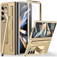 thumbnail image 1 of for Samsung Galaxy Z Fold 5 Case with S Pen, Z Fold 5 Case+Stylus Pen with Pen Holder+Tempered Glass Screen Protector+All-Inclusive Leather Case for Samsung Galaxy Z Fold 5 (Gold), 1 of 14