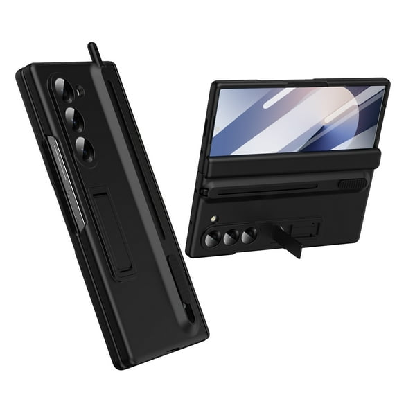 For Samsung Galaxy Z Fold 5 Case with Screen Protecot & Pen,Full Protective Invisible Kickstand Drop Proof Build in Pen Holder Bumper Rugged Phone Case for Samsung Galaxy Z Fold 5, Black