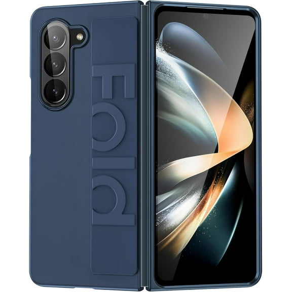 for Samsung Galaxy Z Fold 5 Case with Strap Black，Shockproof Hard PC Cover Matte Touch Slim Thin Phone Case for Samsung Galaxy Z Fold 5 5G 2023 (Blue)