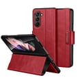 thumbnail image 1 of for Samsung Galaxy Z Fold 5 Classic PU Leather Folding Case, Skin Friendly Magnetic Closure Kickstand Ultra Slim Shockproof Protective Phone Case Cover for Samsung Galaxy Z Fold 5 - Red, 1 of 6