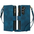 thumbnail image 1 of for Samsung Galaxy Z Fold 5 Crossbody Case Wallet with Card Slots - PU Leather Case RFID Blocking Zipper Pocket Lanyard Wrist Strap Shockproof Protective Cover for Samsung Galaxy Z Fold 5, Blue, 1 of 8