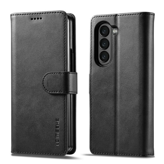 for Samsung Galaxy Z Fold 5 Flip Wallet Case, Classic Card Slots Kickstand Strong Magnetic Premium PU Leather Drop Protective Shockproof Phone Case for Samsung Galaxy Z Fold 5 5G, Black