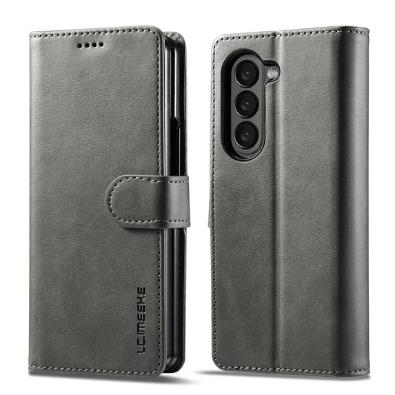 for Samsung Galaxy Z Fold 5 Flip Wallet Case, Classic Card Slots Kickstand Strong Magnetic Premium PU Leather Drop Protective Shockproof Phone Case for Samsung Galaxy Z Fold 5 5G, Gray
